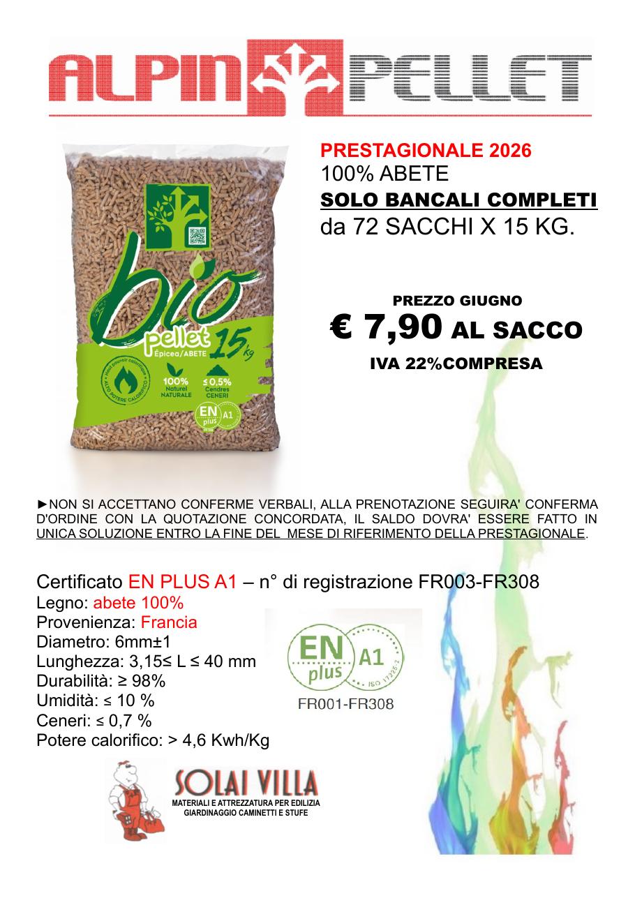Anteprima volantino: Prestagionale 2026 — Pellet Alpin 100% Abete